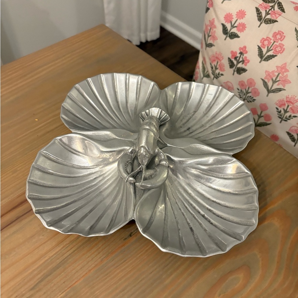 Vintage Bruce Fox Pewter Lobster/Clam Shell Wilton Serving Dish Seafood Tray